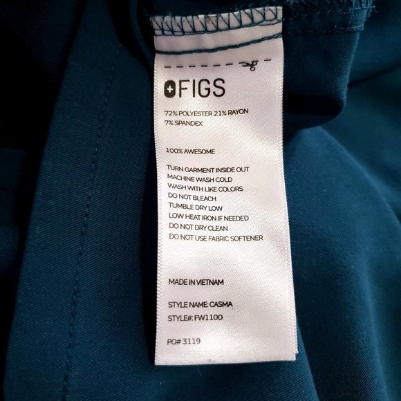 FIGS‎ Technical Collection V Neck Scrub Top Women's Size XS Teal Green PO 3119 - Picture 6 of 6